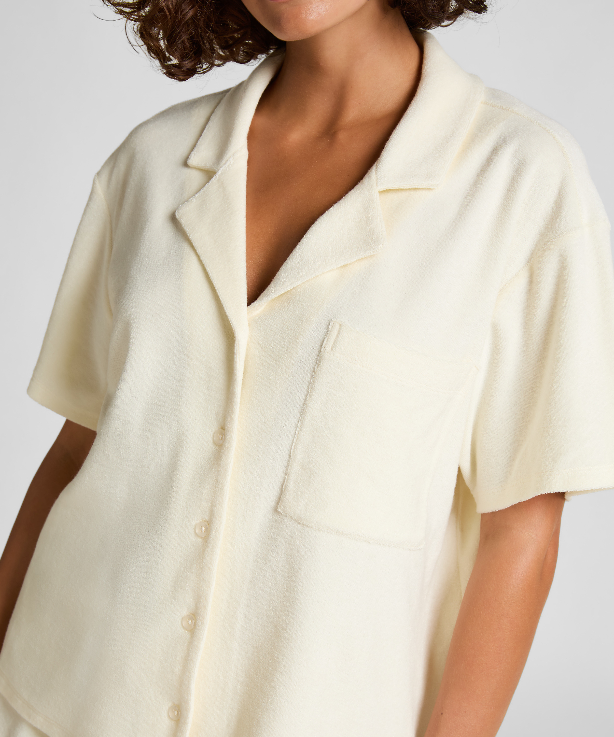 Towel Texture Button-Up Shirt, White, main