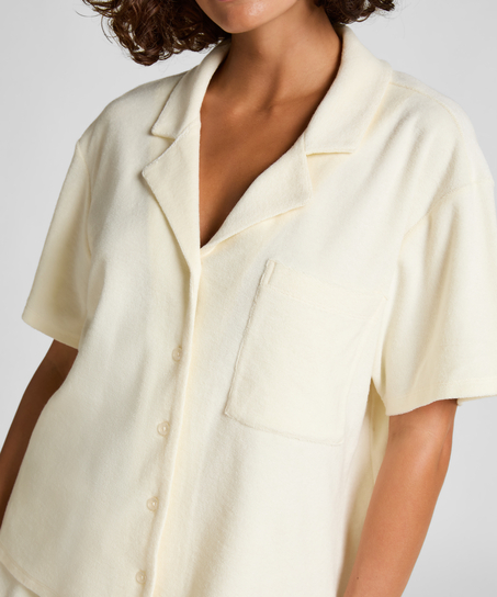 Towel Texture Button-Up Shirt, White