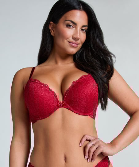 Marine Padded Underwired Push-Up Bra, Red