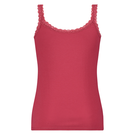Singlet top cami rib lace, Red