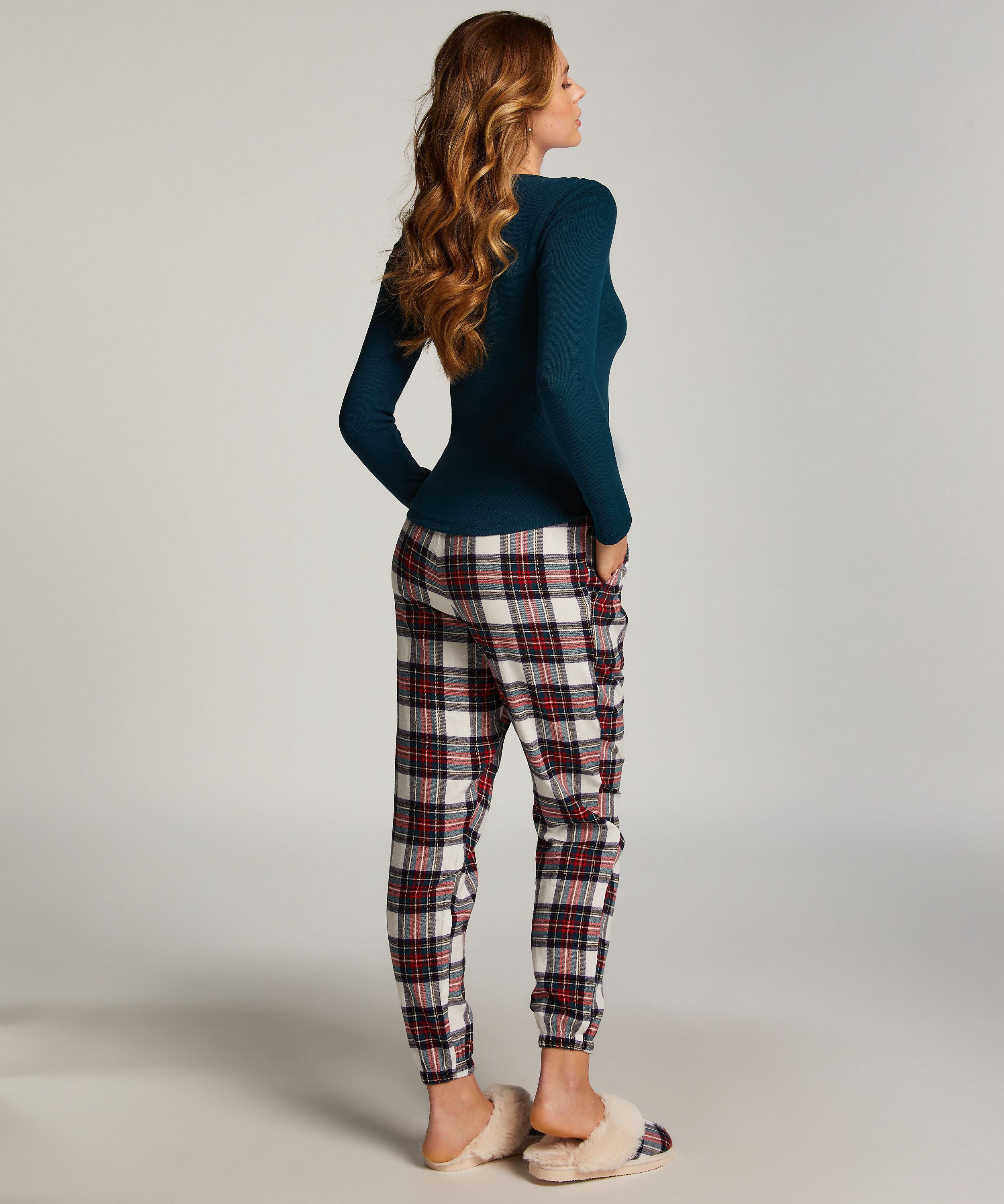 Flannel Pyjama Pants, White, main