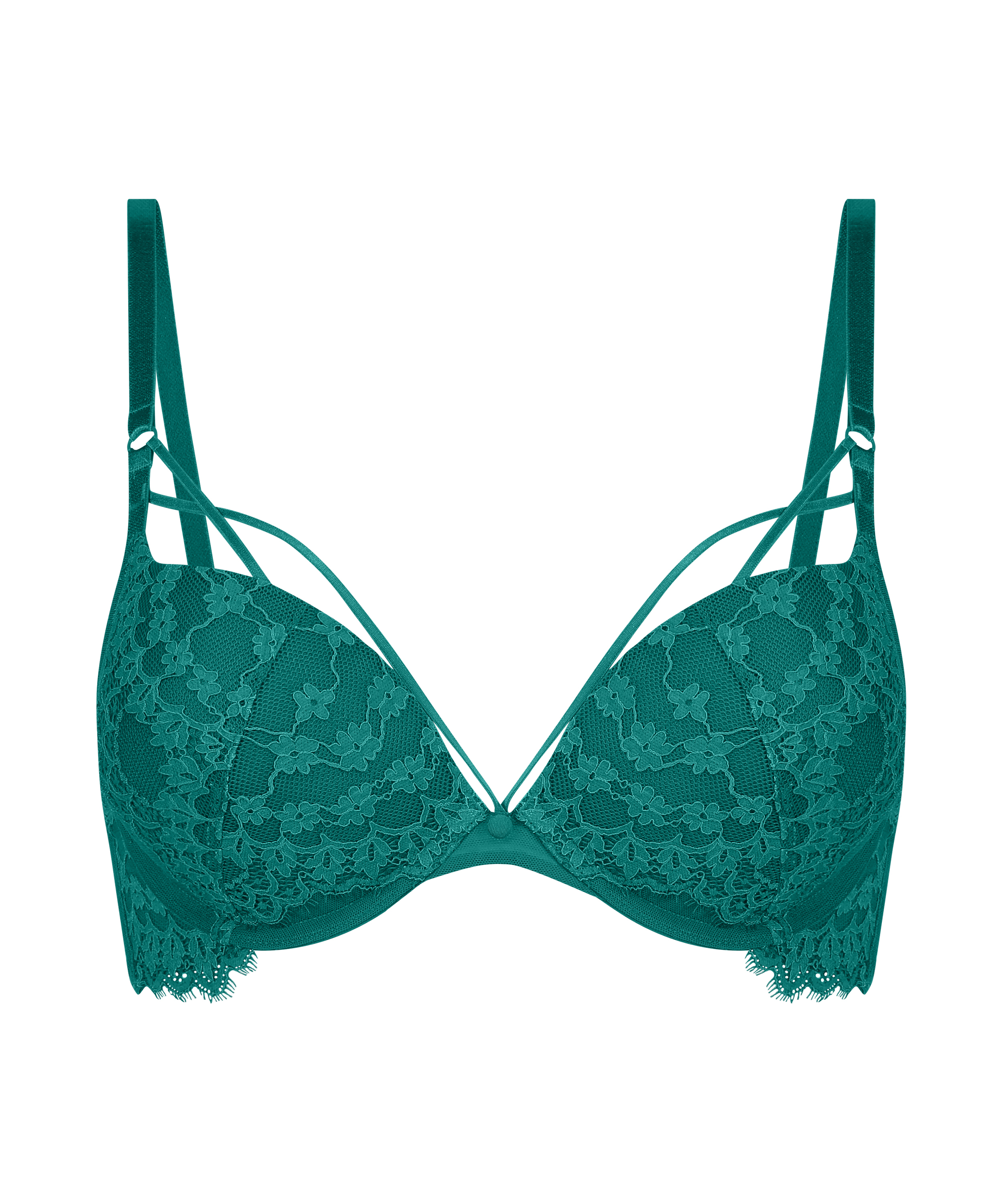 Daisy Padded Underwired Maximizer Bra, Green, main