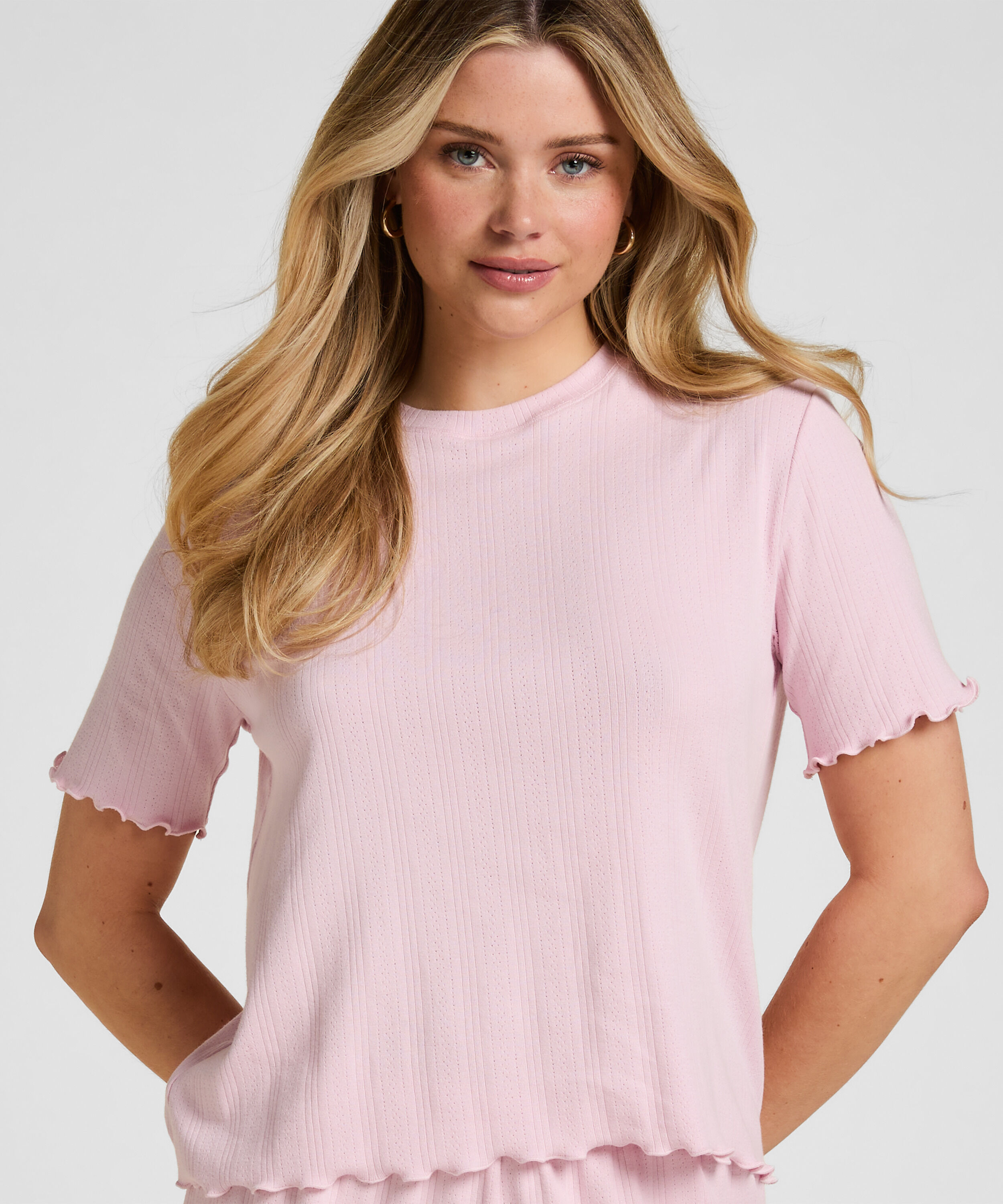 Pyjama Top Pointelle, Pink Pyjama Top Pointelle, Pink