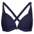 Sunset Dreams padded underwired bikini top Cup E +, Blue