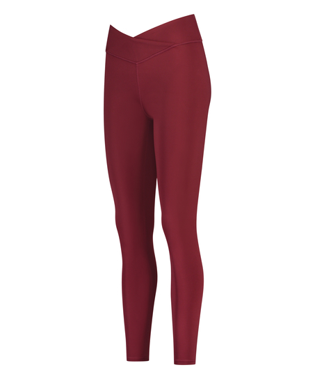 HKMX Crossed High Waisted Leggings, Red