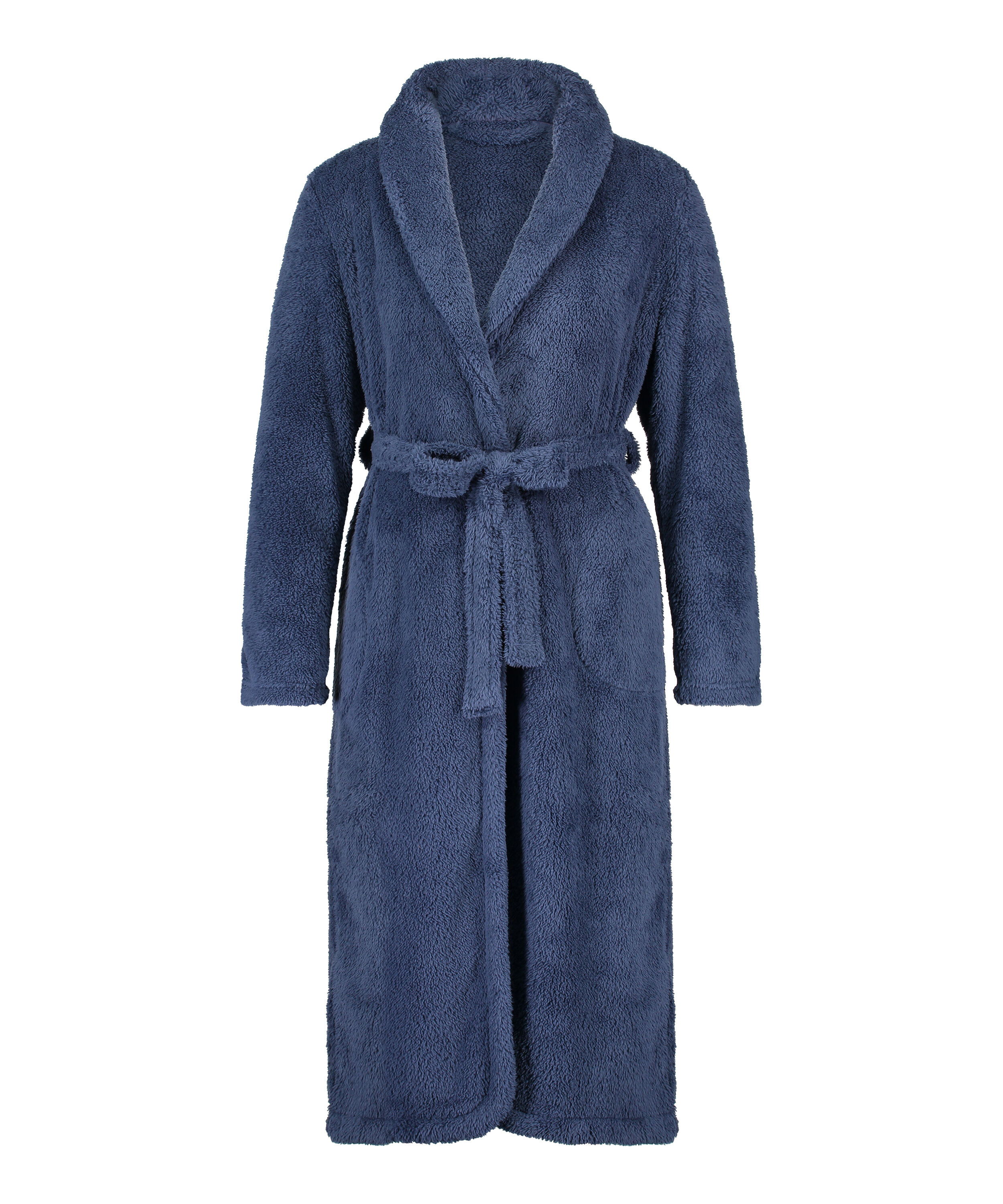 Long Fleece Bathrobe, Blue