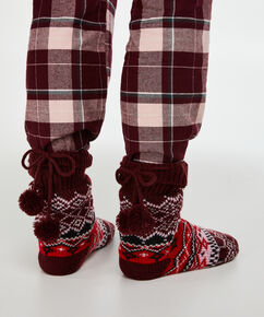 Fairisle slipper socks, Red