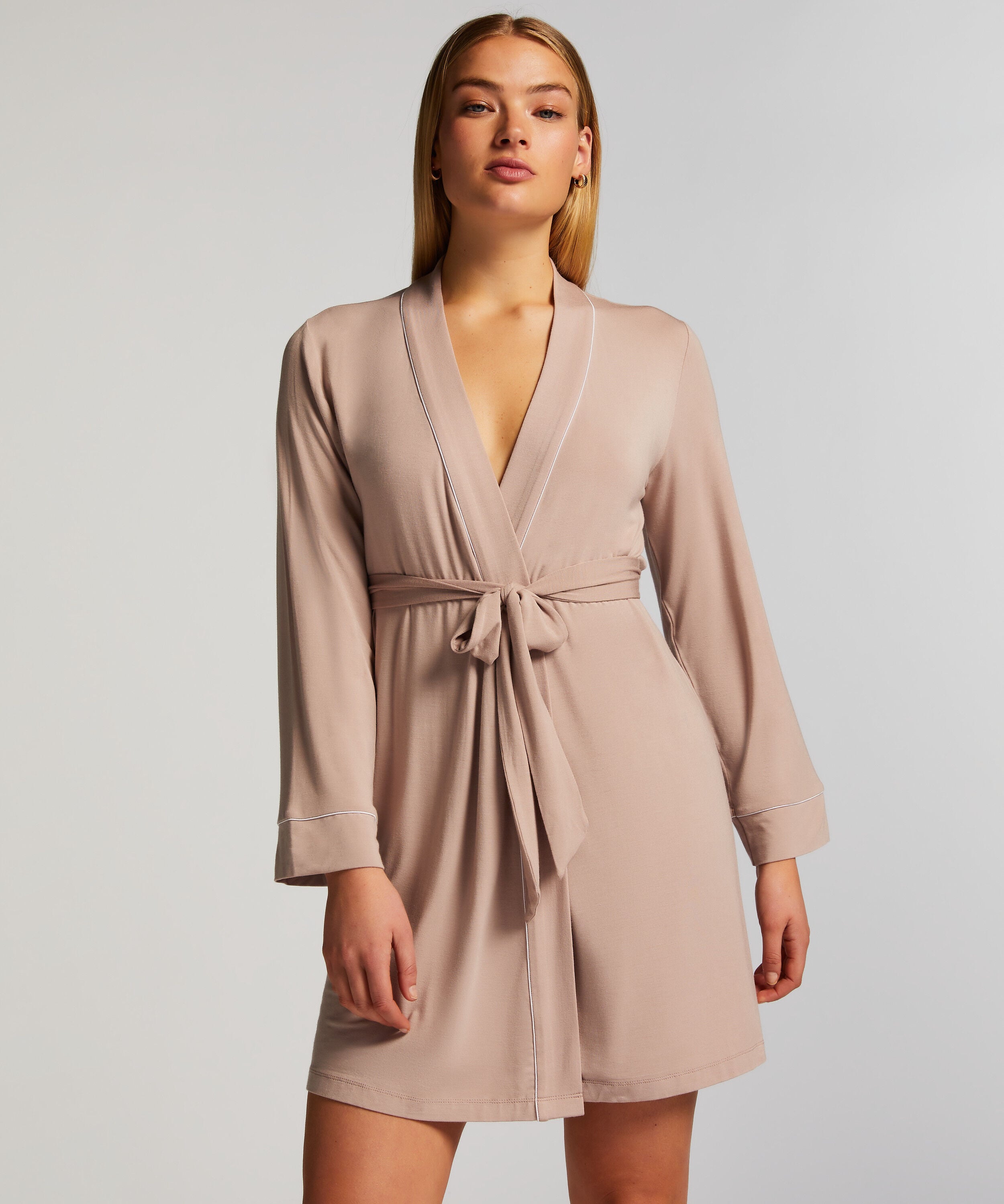 Short Jersey Robe Essentials, Beige