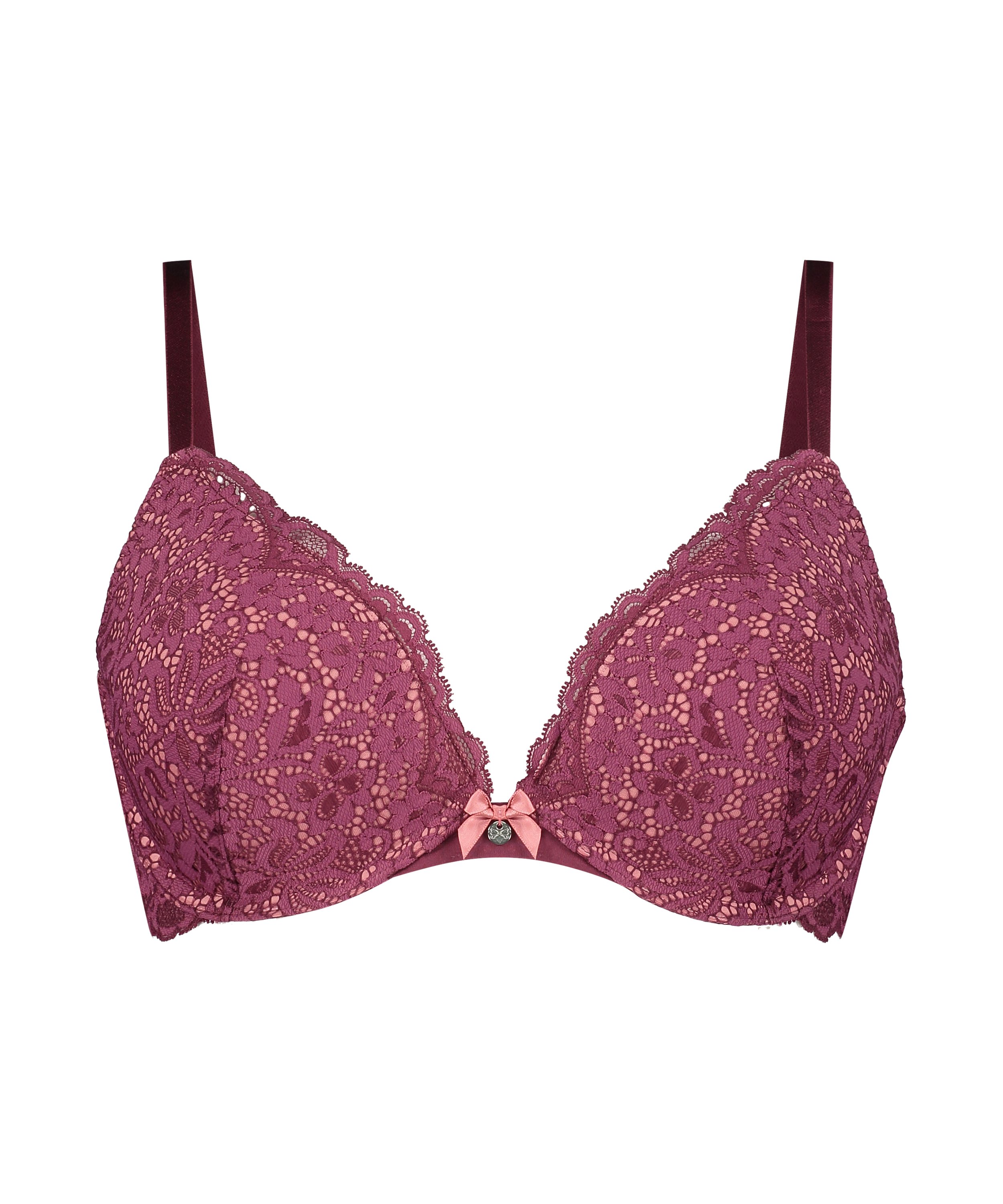 Rose padded push-up bra, Red, main