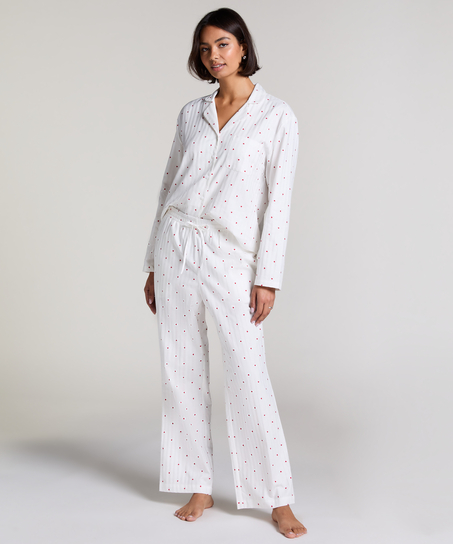 Jacquard Hearts Pyjama Bottoms, White