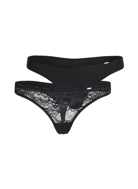 2-pack Angie Thongs, Black