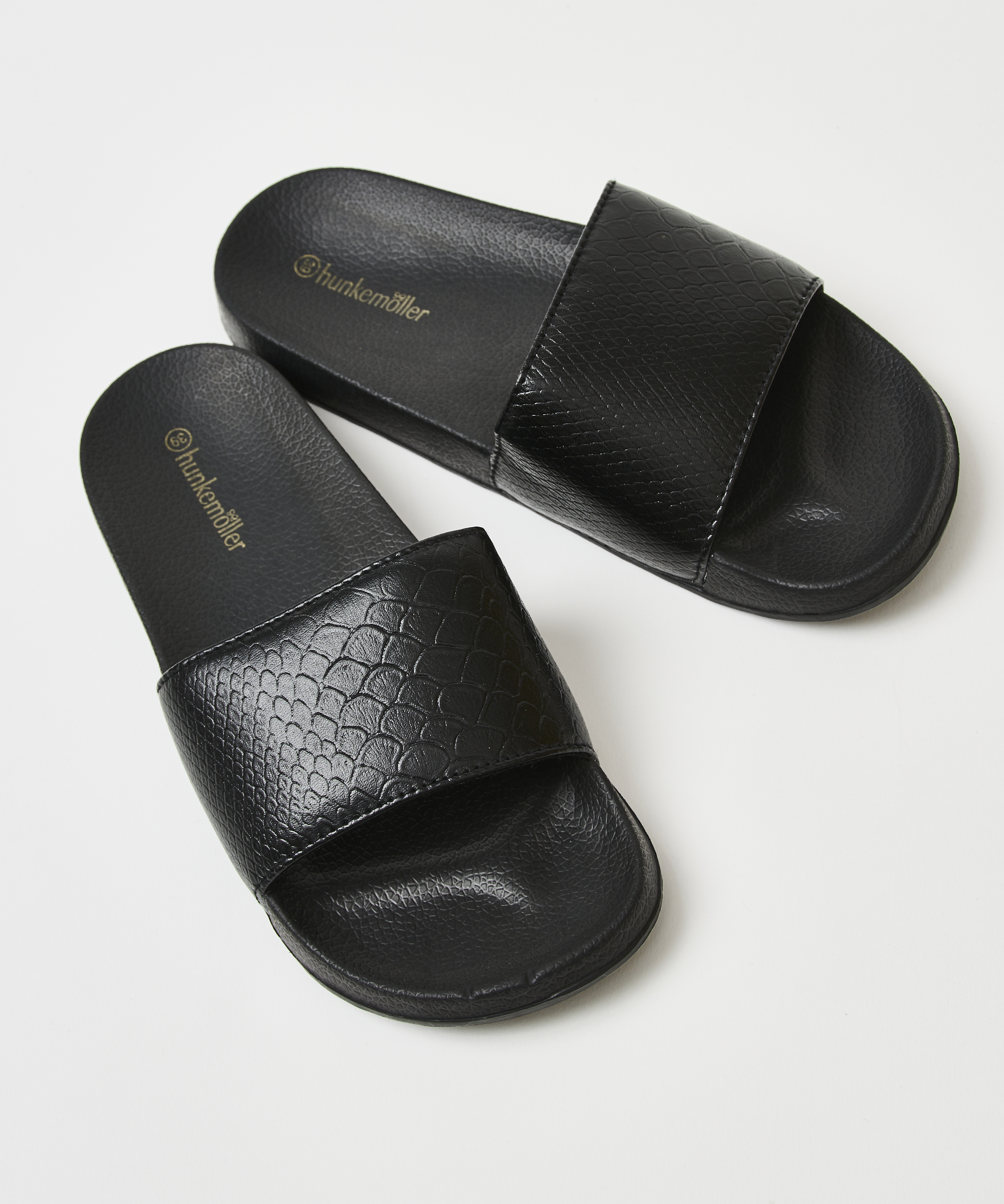 Snake print slippers, Black, main