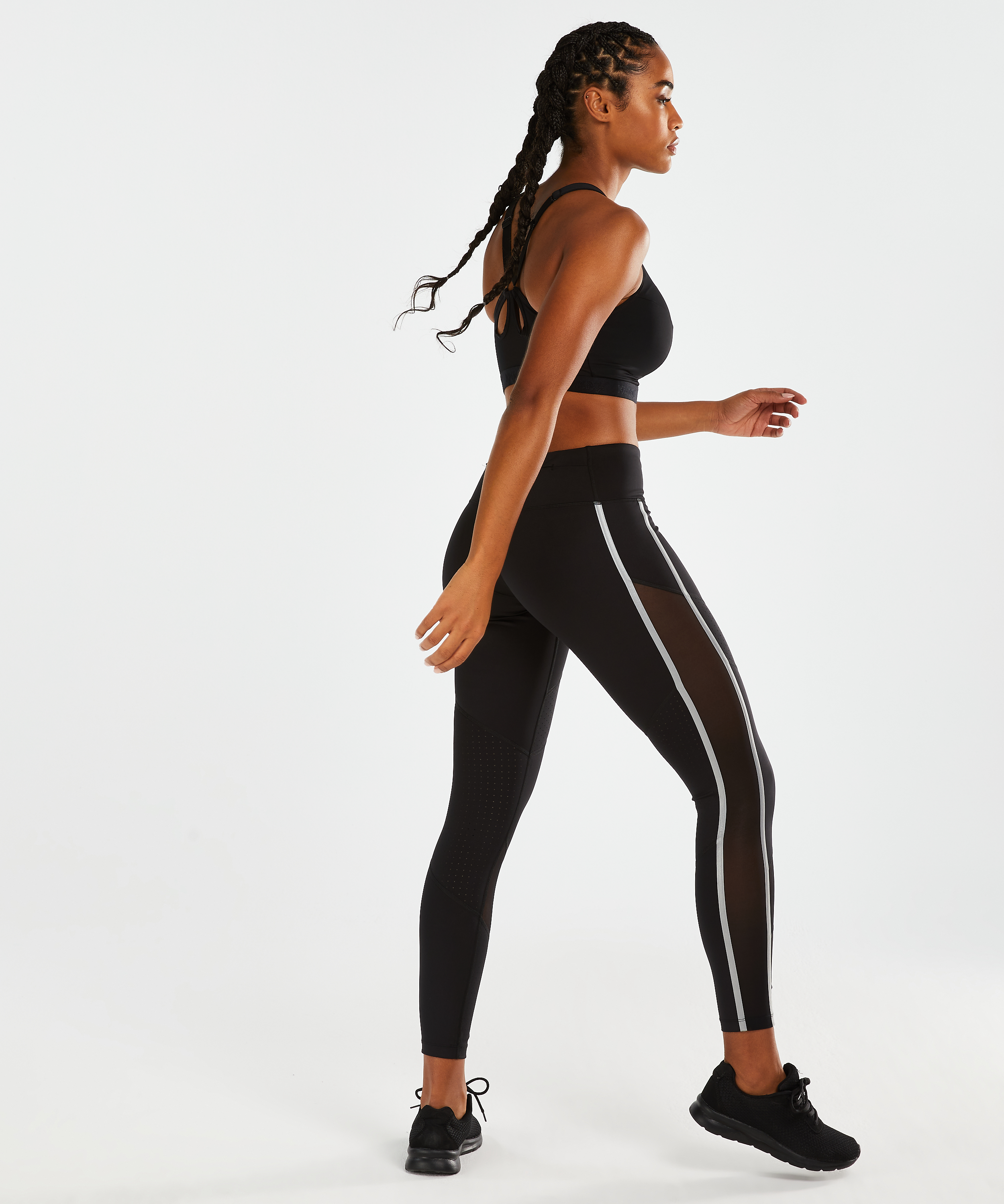 HKMX Regular Waist Sports Leggings, Black, main