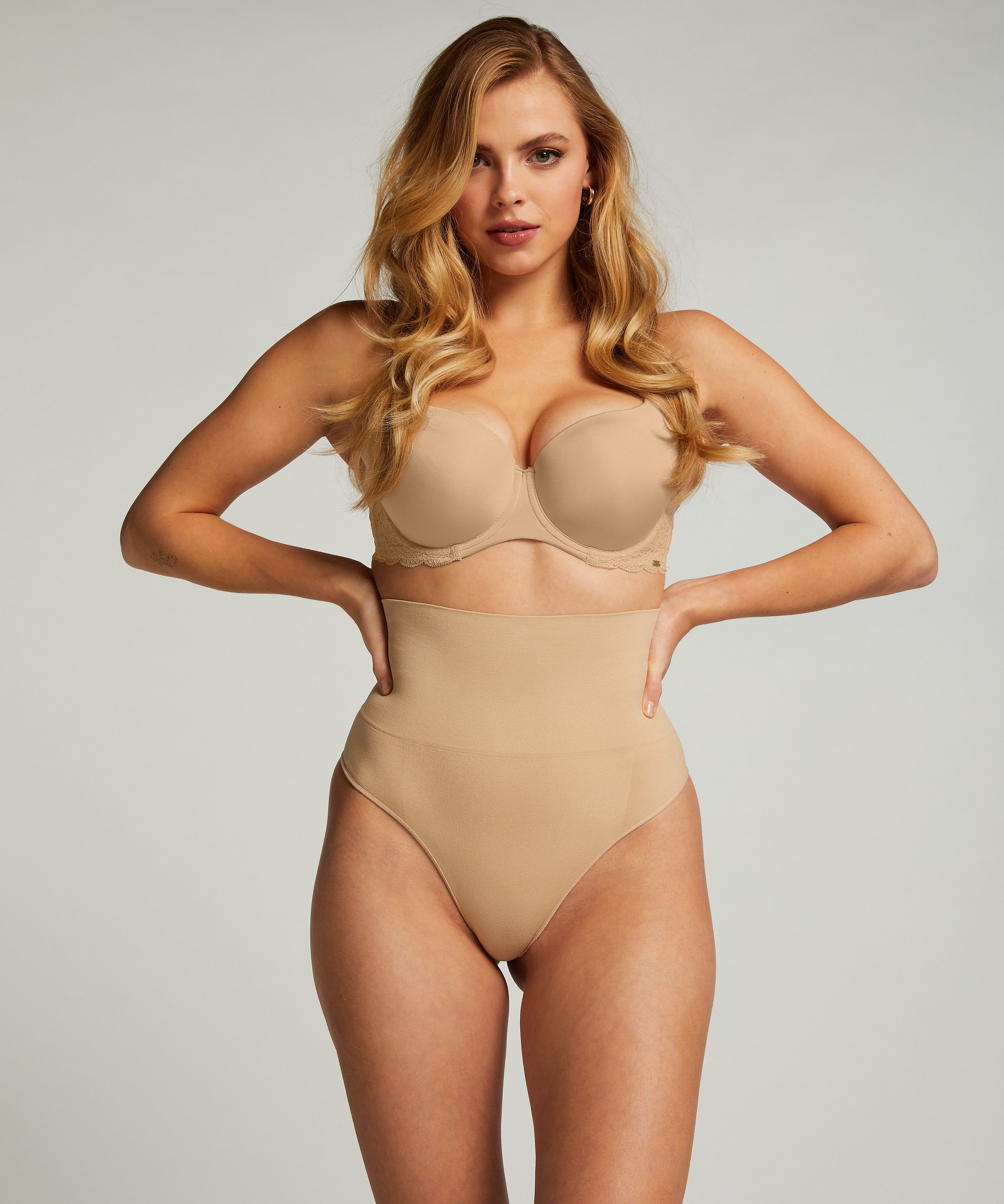 Firming high figure-control thong, Beige, main