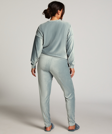 Velour Rib Jogging Pants, Blue