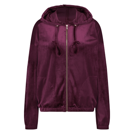 Velvet hoodie jacket, Red
