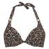 Leopard padded push-up underwired bikini top, Beige
