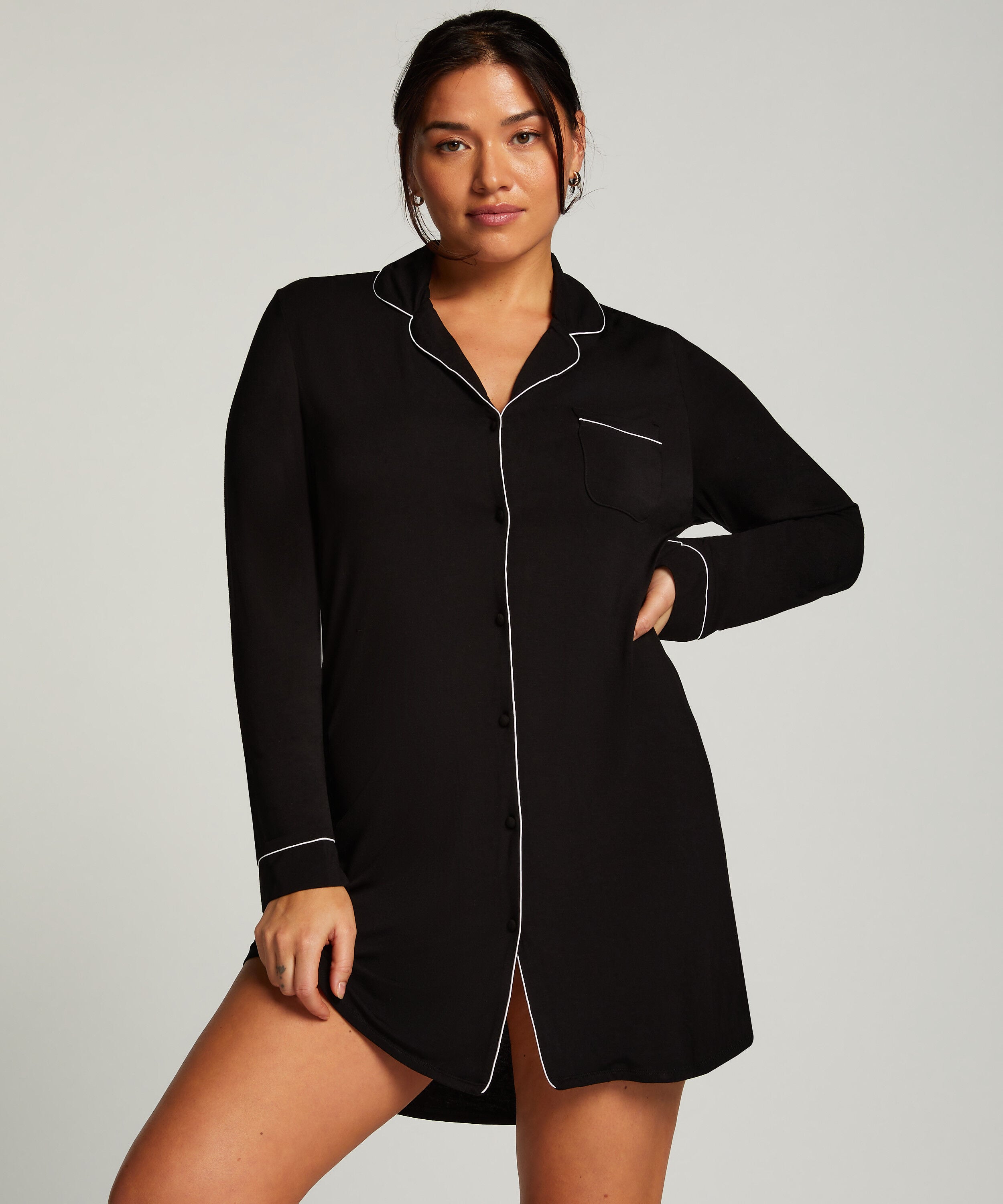 Essential Jersey Shirtdress, Black
