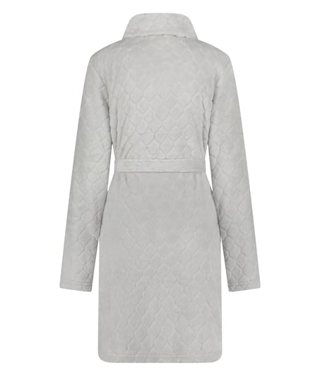 Zip Fleece Bathrobe, Grey