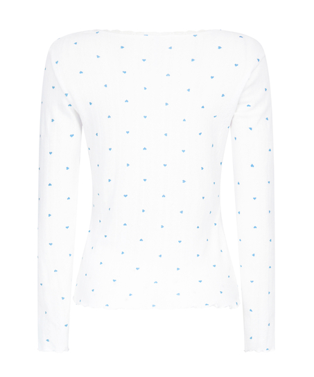 Pointelle Pyjama Top, Blue