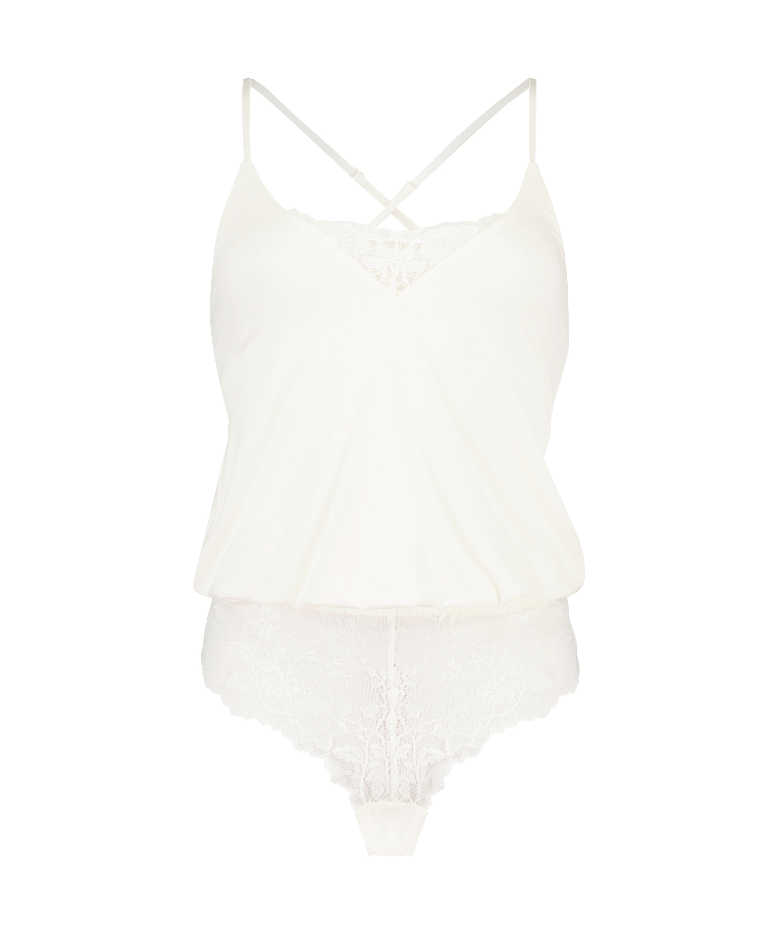 Jersey Lace Teddy, White, main