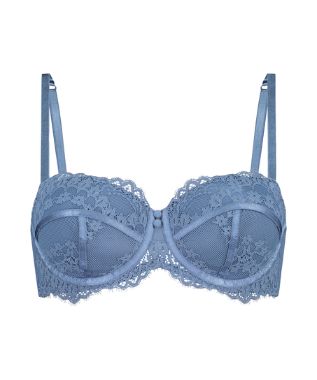 Daisy Padded Strapless Underwired Bra, Blue