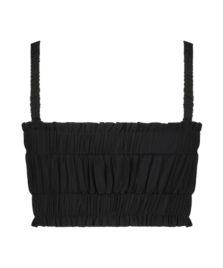 Ruched Crop Top, Black