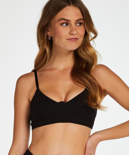 Rib Baddie Bralette, Black