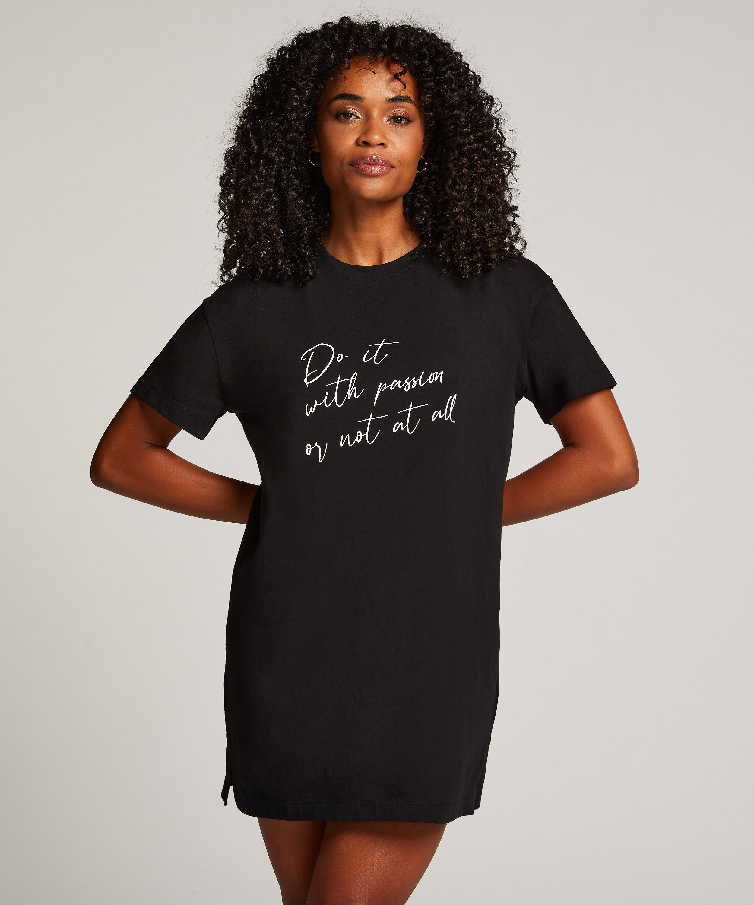 Round Neck Nightshirt, Black