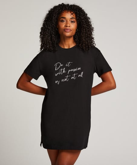 Round Neck Nightshirt, Black
