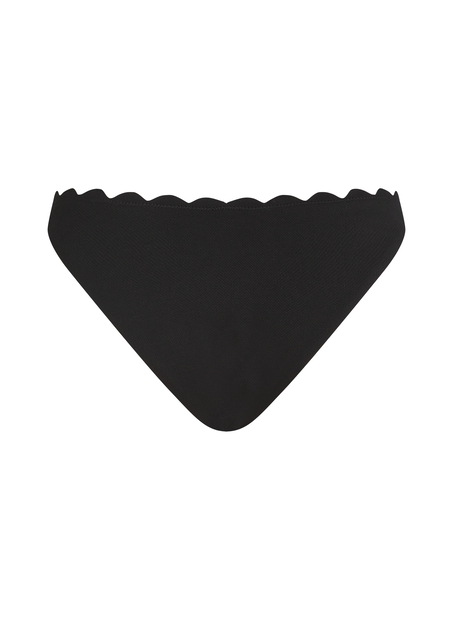 Scallop High-Leg Bikini Bottoms, Black