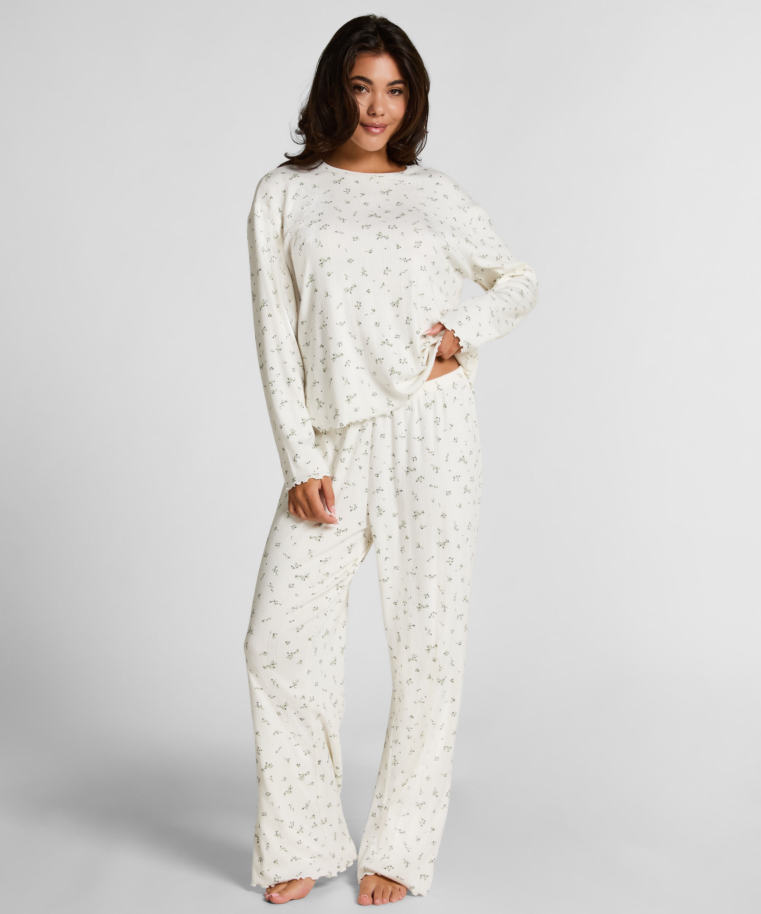 Pyjama Pant Loose Pointelle, White Pyjama Pant Loose Pointelle, White