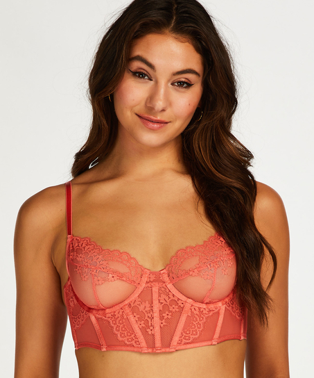 Emily Non-Padded Underwired Longline Bra, Orange