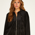 Velour hoodie jacket, Black