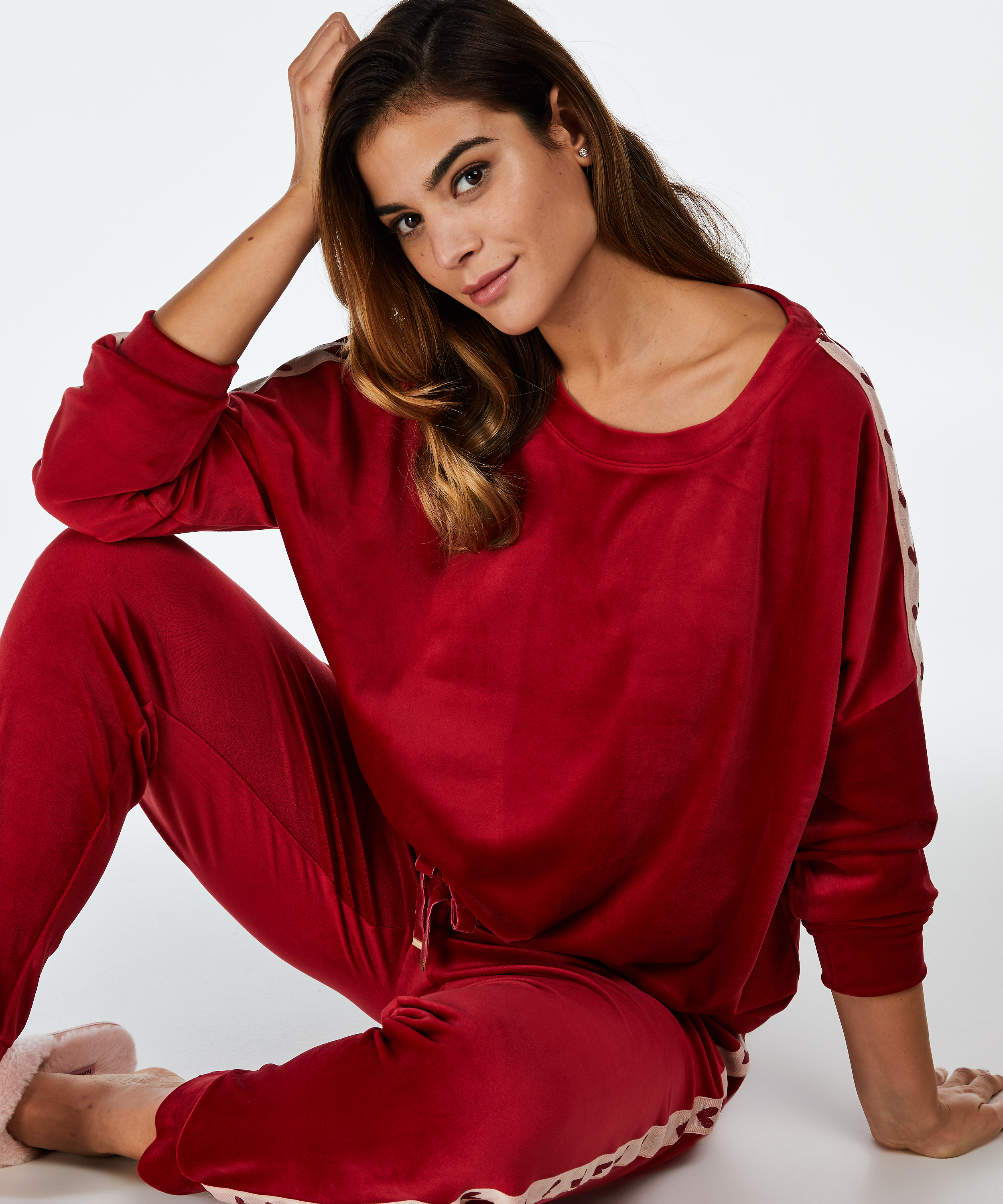 Velours Heart top, Red, main