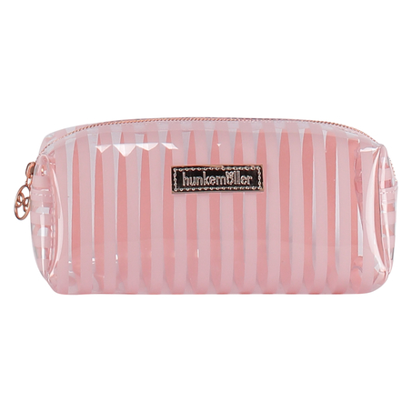 Stripe Plastic Make Up Bag, Pink
