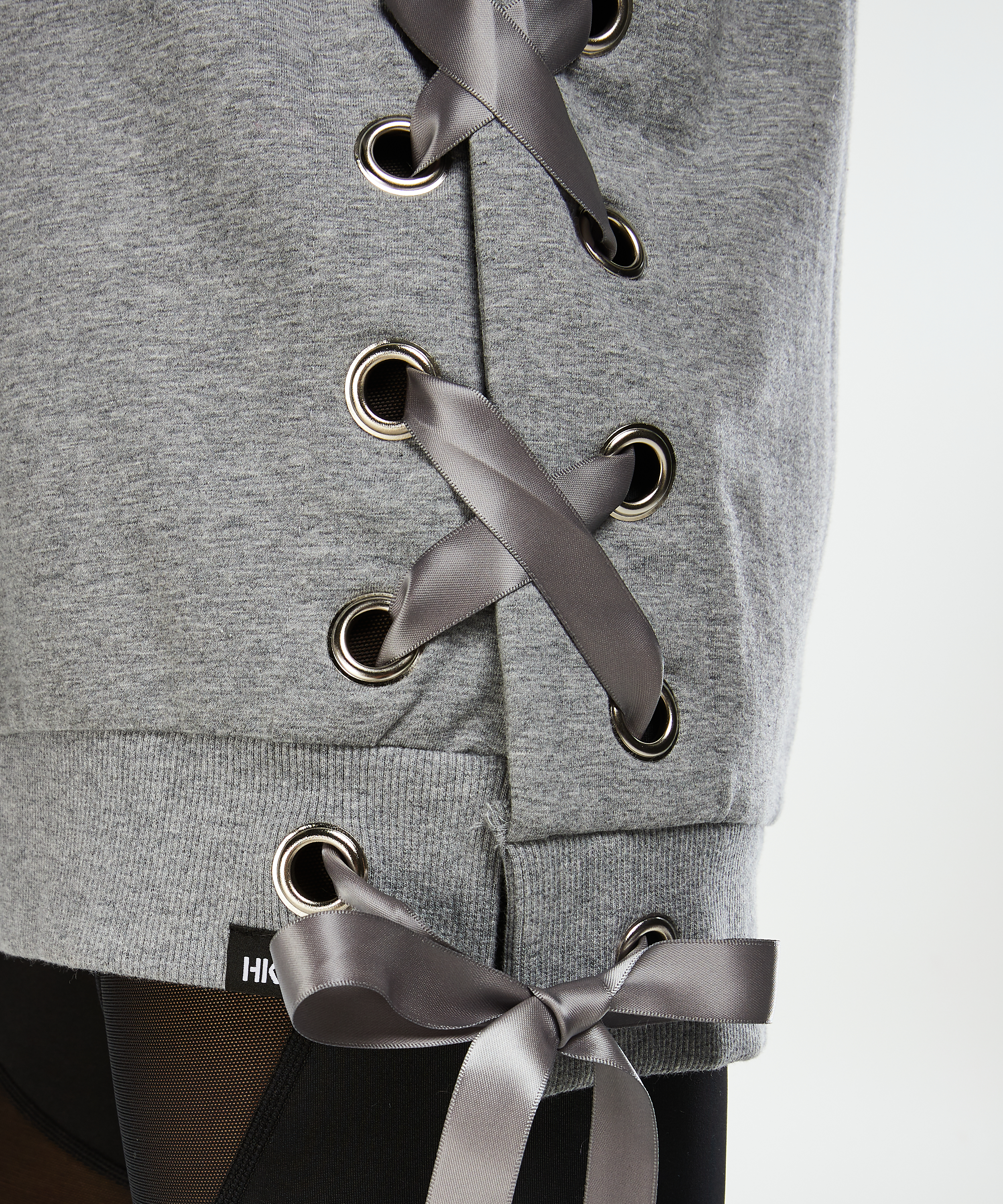 HKMX Sweater lace up, Grey, main
