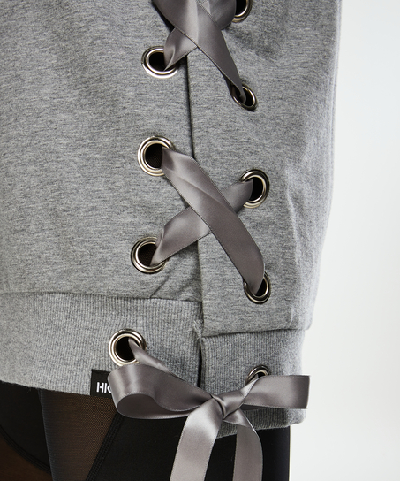 HKMX Sweater lace up, Grey