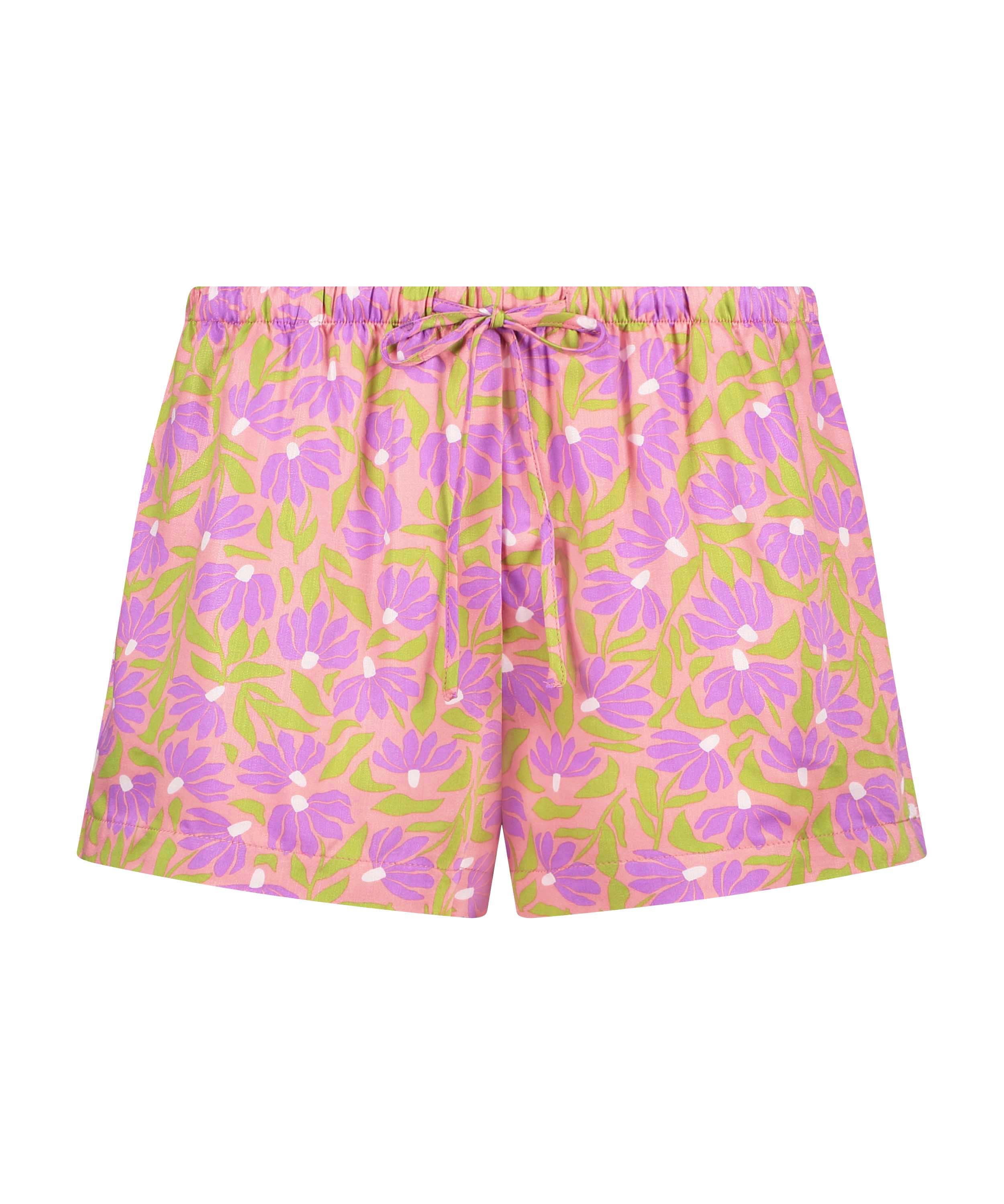 Satin pyjama shorts, Pink, main