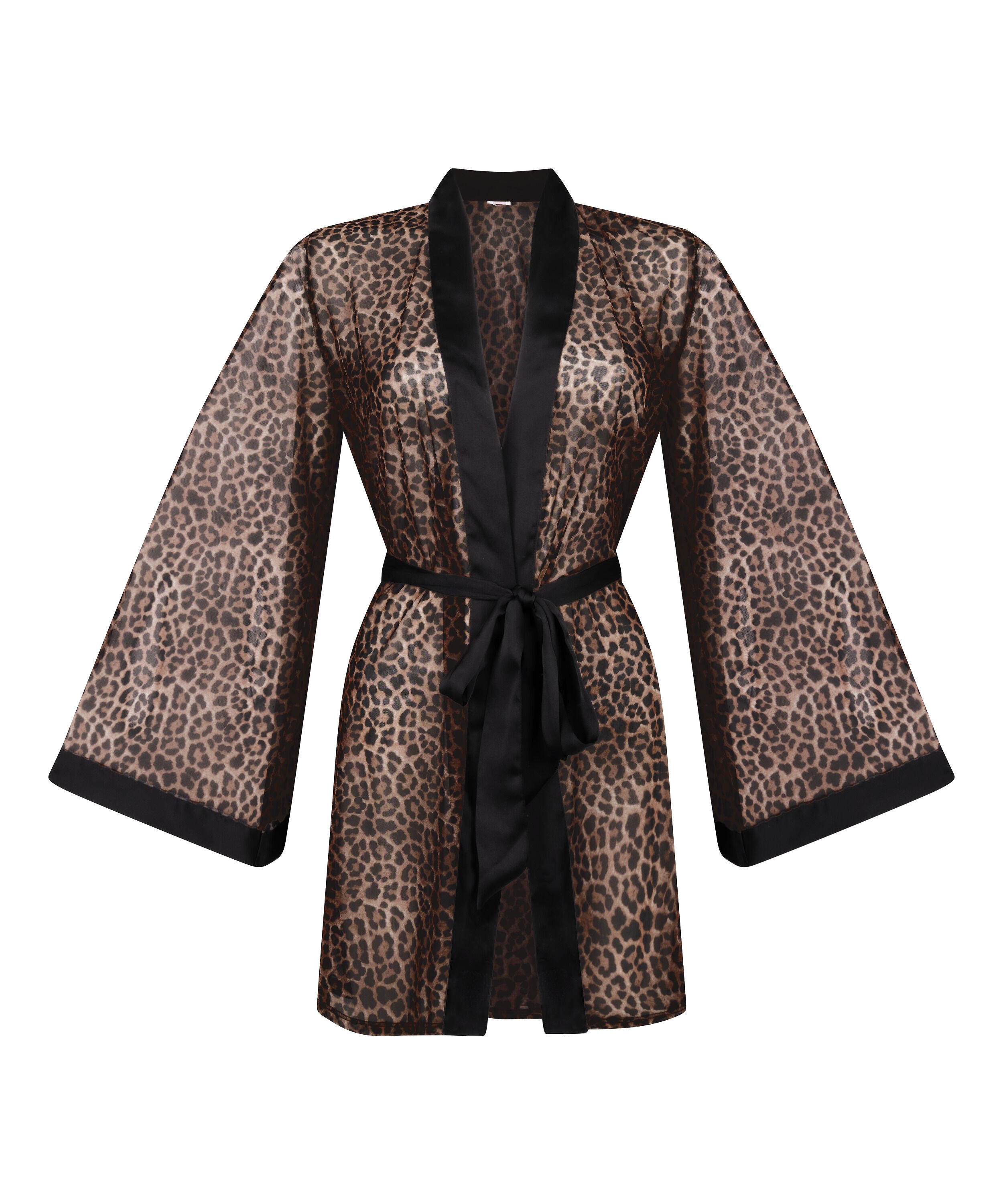 Leopard Mesh Kimono, Black