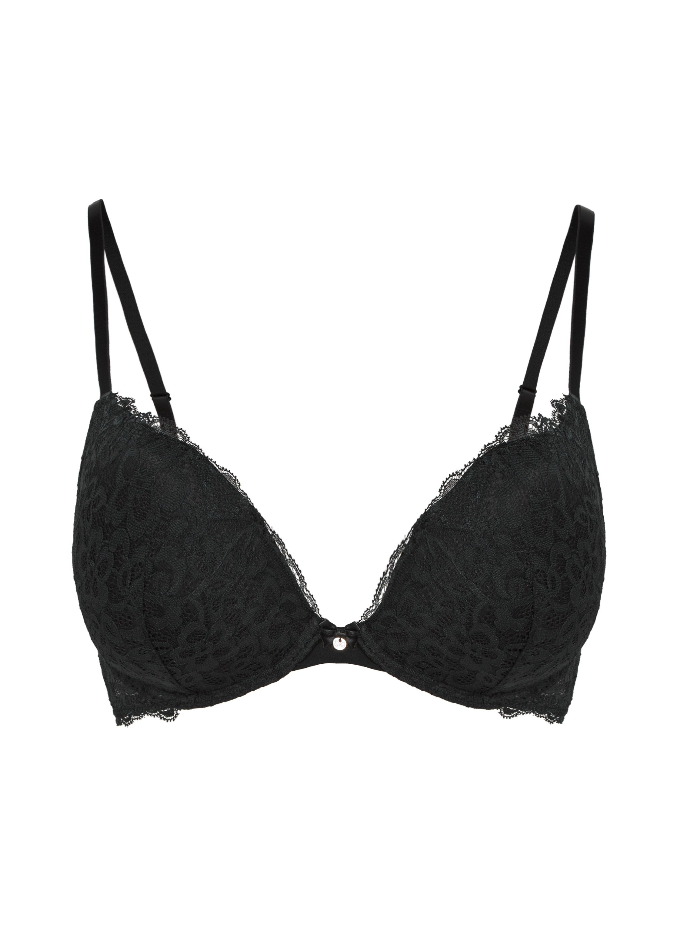 Marine Padded Underwired Push-Up Bra, Black, main