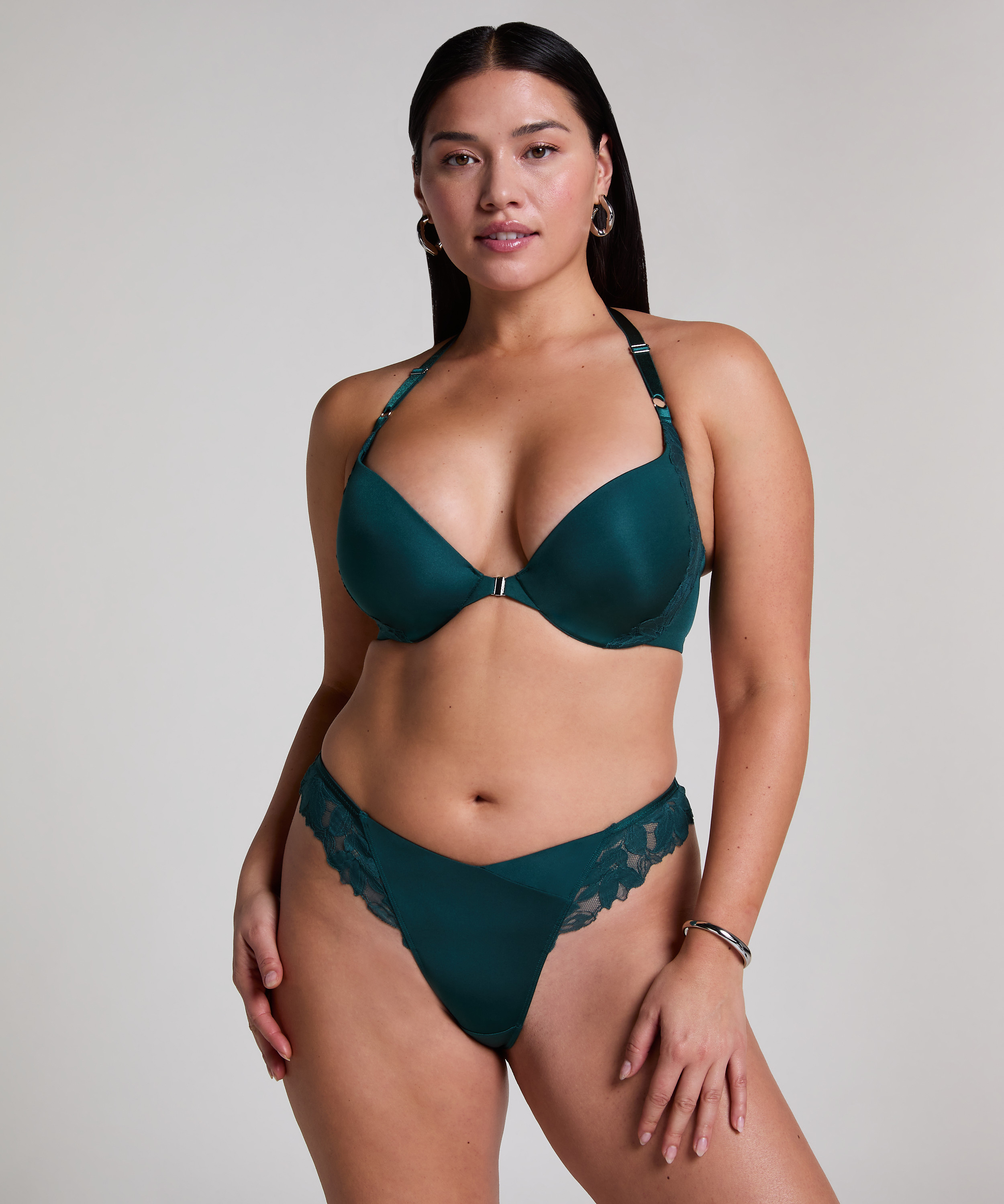 Lana Padded Underwired Push-Up Bra, Green, main
