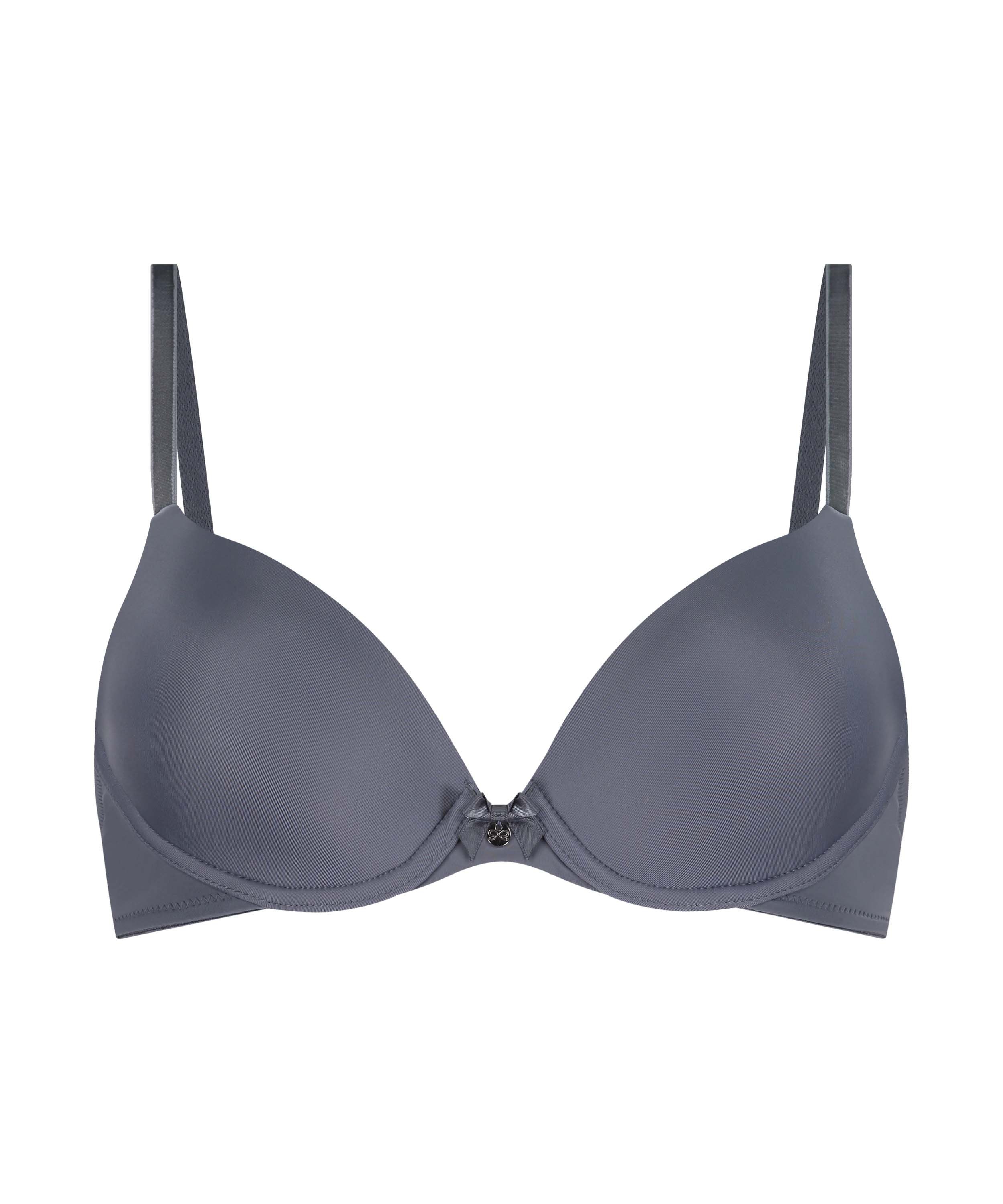 Plunge Padded Underwired Bra, Grey, main