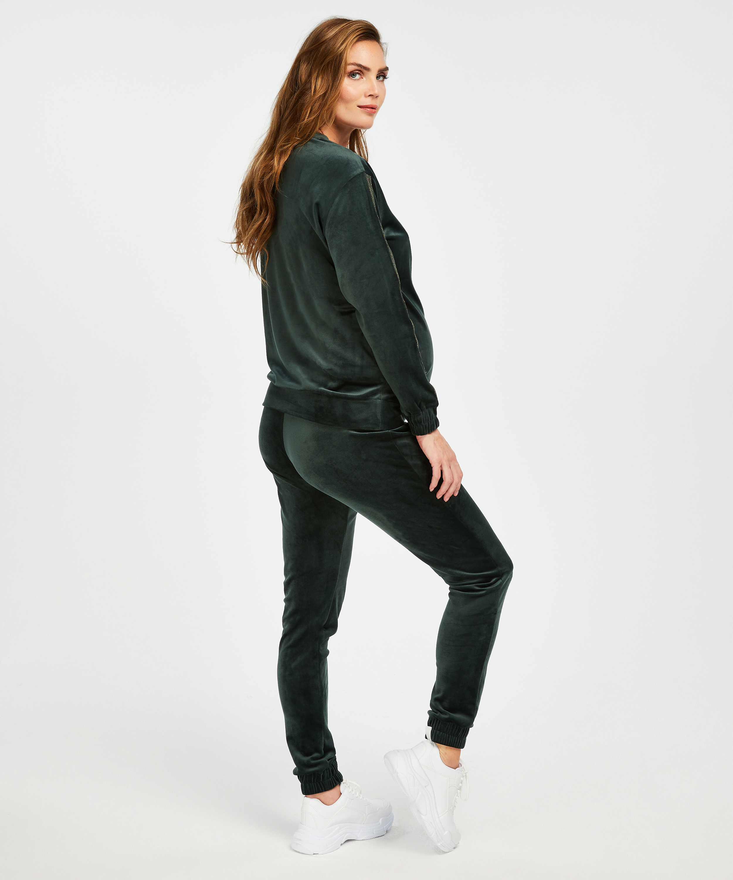 Velvet Shimmer maternity top, Green, main
