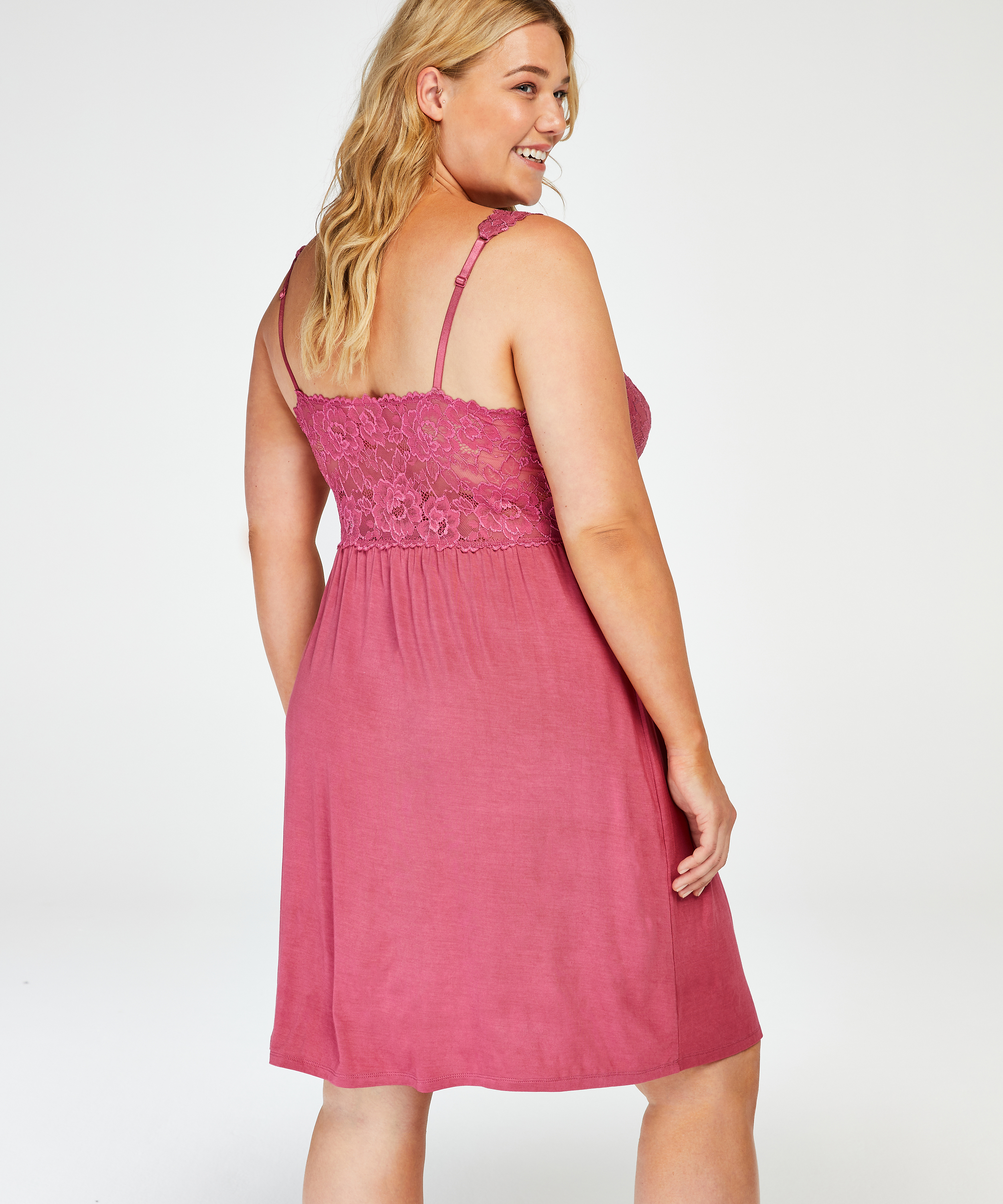 Modal Lace Slip Dress, Pink, main