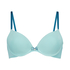 Plunge Padded Underwired Bra, Blue