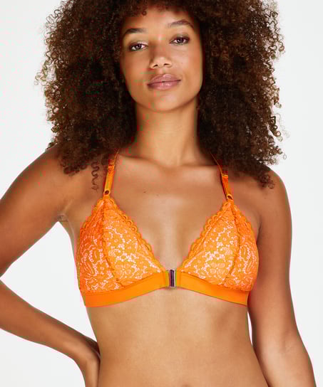 Rose Padded Triangle Bralette, Orange