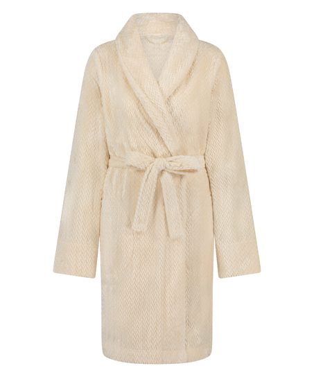 Fleece Bathrobe, White
