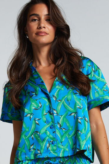 Hunkemöller Satin Short-Sleeved Jacket Blue