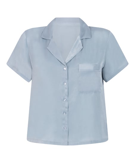 Satin Short-Sleeved Jacket, Blue